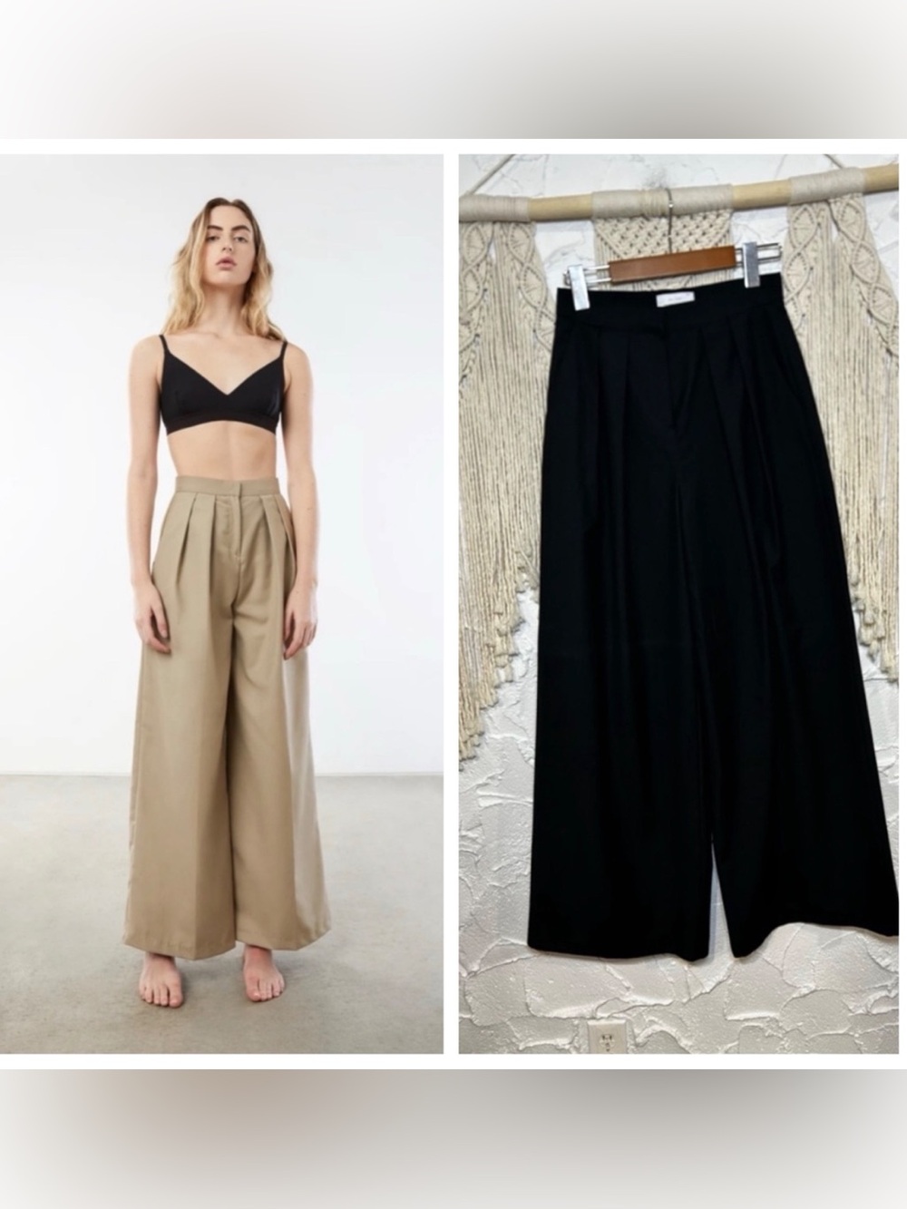 *BLACK* OAK + FORT Wide-Leg Pleated Front Pants - Black Women’s size XS